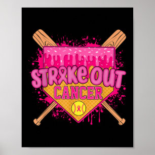 Poster Combattant contre le cancer du sein Softball Drip