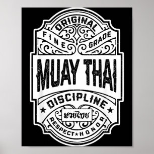 Poster Combattant de boxe thaïlandaise MMA Vintage Label