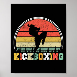 Poster Combattant de kickboxing vintage arts martiaux A