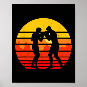Poster Combattant de Muay Thai Vintage Kickboxing Thaïlan