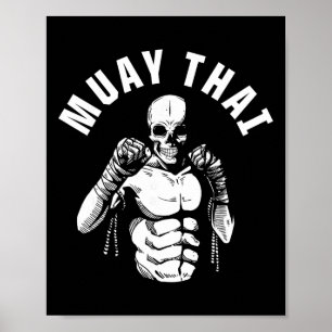 Poster Combattant de squelette de Muay Thai Entraîneur de