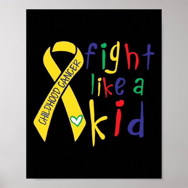 Poster Combattre comme Kid Gold Ribbon Enfance Cancer Awa (Devant)