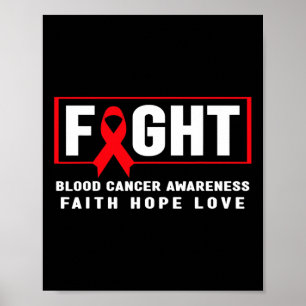 Poster Combattre le cancer du sang - Ruban rouge