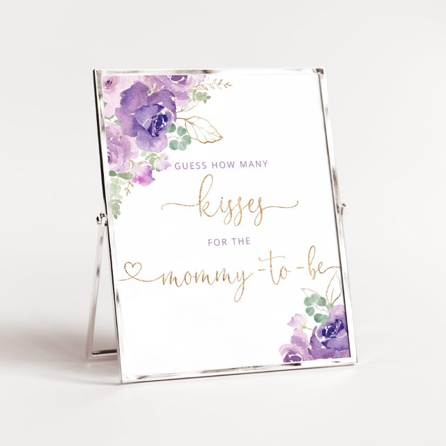 Poster Combien de baisers pour la future maman à fleurs v (Créateur téléchargé)