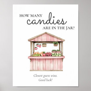 Poster Combien de bonbons fermiers marché bébé fille douc
