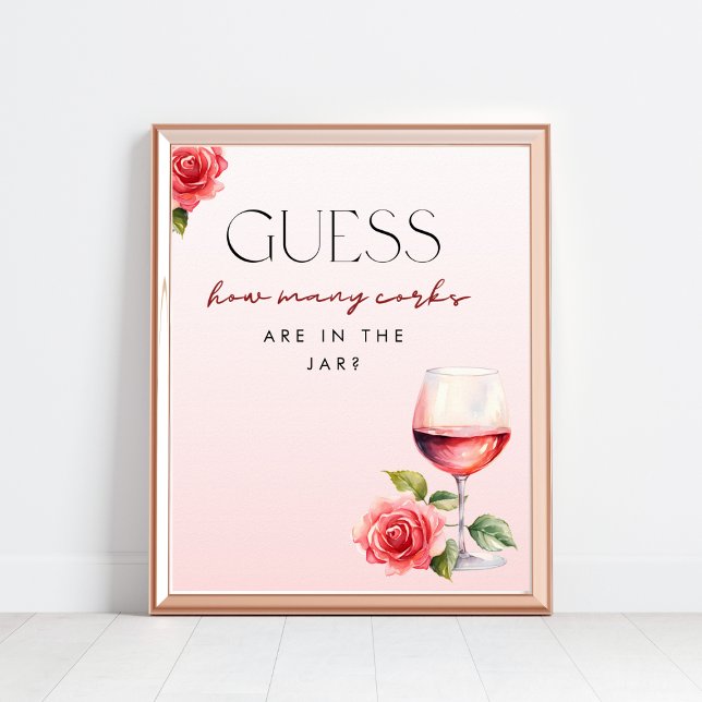 Poster Combien de bouchons Vin Thème Douche Jeu Signe (Créateur téléchargé)