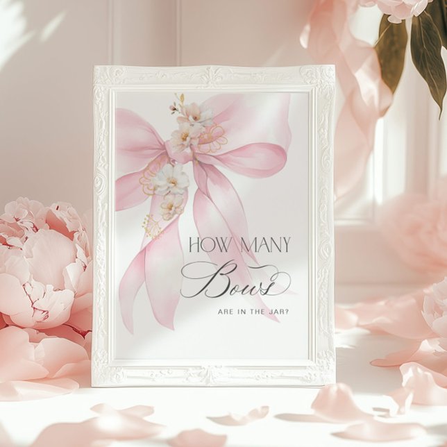 Poster Combien de Bows Blush baby shower rose (Créateur téléchargé)