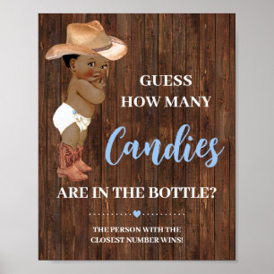 Poster Combien de Candies AA Cowboy Baby shower Jeu