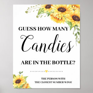 Poster Combien de Candies signe de jeu Baby shower tourne
