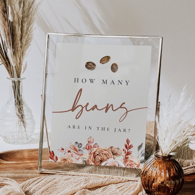 Poster Combien De Fèves De Café Sont Dans Le Jeu Jar (Bridal shower coffee bean guessing game sign)