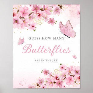 Poster Combien de papillons dans le baby shower du sucre