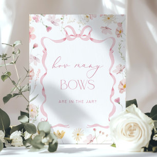 Poster Combien de rubans Rose Fleurs Ruban Jeu Baby Showe