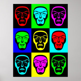 Poster Comédie et tragédie Masques théâtraux