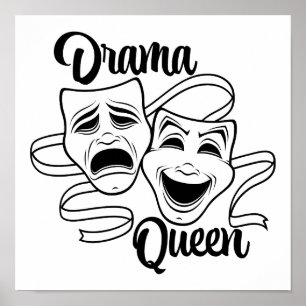 Poster Comédie Et Tragédie Théâtre Masques Drama Queen Bl