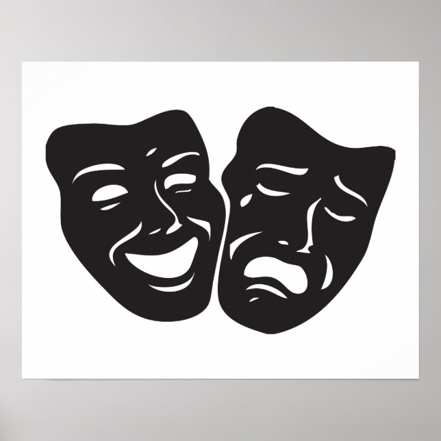 Poster Comédie Tragédie Théâtre Masques (Devant)
