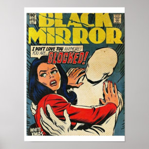 Poster comic cover black mirror 90s pop art edit illustra