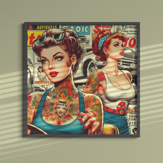 Poster Comics Retro Tattoo Pin-ups (Créateur téléchargé)