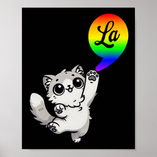Poster Comma-la avec Cat mignon Kamala Rainbow Design