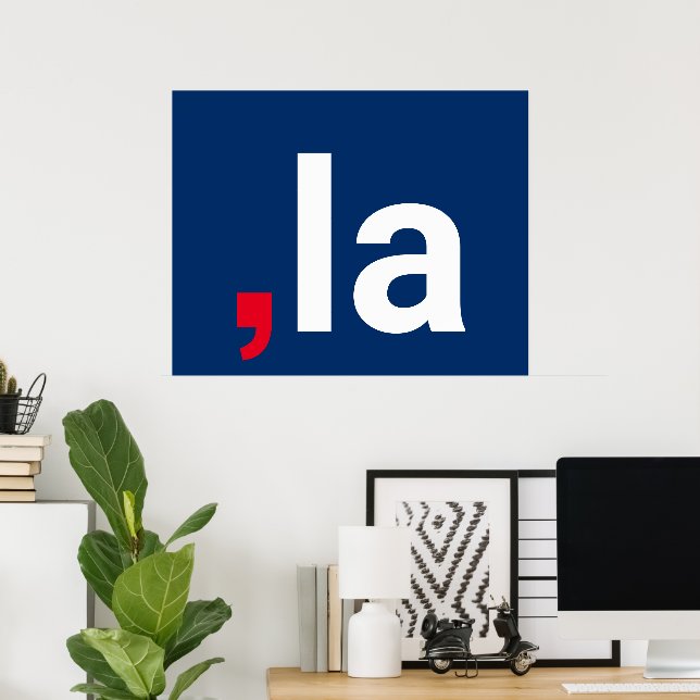 Poster Comma La kamala drôle prononciation rouge blanc bl (Bureau à domicile)
