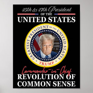 Poster Commandant en chef de Trump 45 47 Révolution de