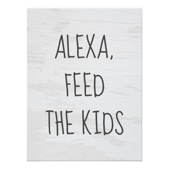 Poster Commande Alexa Humour sur fond blanc texturé (Devant)