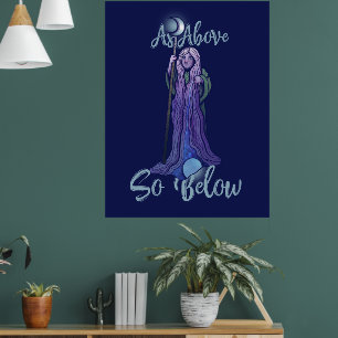 Poster "Comme ci-dessous" Crone Moon Goddess Pagan Art
