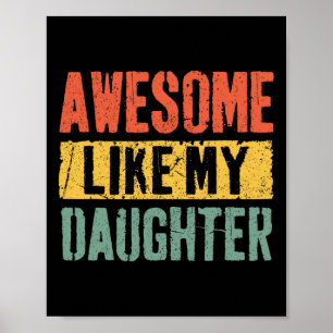 Poster Comme Ma Fille Retro Hommes Papa Drôle Fête des pè