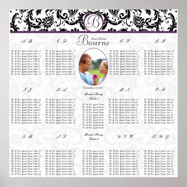 Poster Commence à 12,80 $ Mariage Photo Seating Chart (Devant)