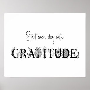 Poster Commencez chaque jour avec gratitude Lotus lune sp