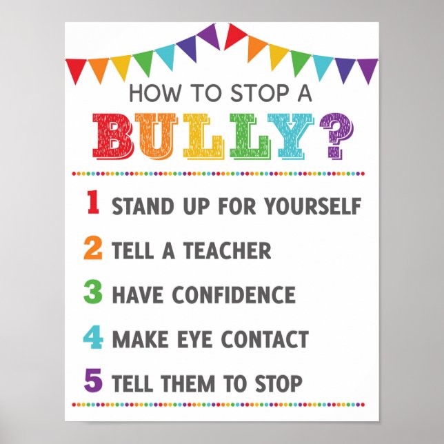 Poster Comment Arrêter Une Campagne Anti-Bully School (Devant)