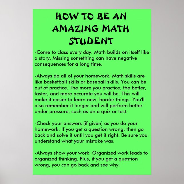 Poster comment être un étudiant en mathématiques extraord (Devant)
