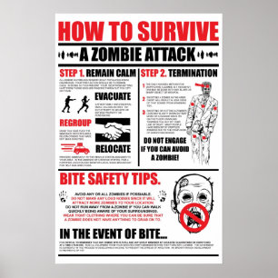 Poster Comment Survivre À Une Attaque Zombie