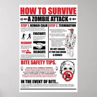 Poster Comment Survivre À Une Attaque Zombie
