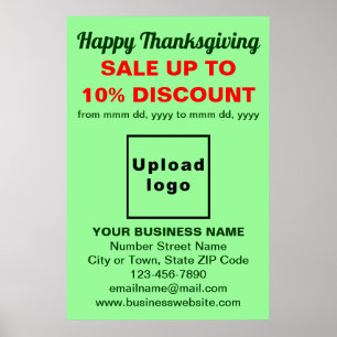 Poster Commerce Thanksgiving Vente sur l'affiche verte lé