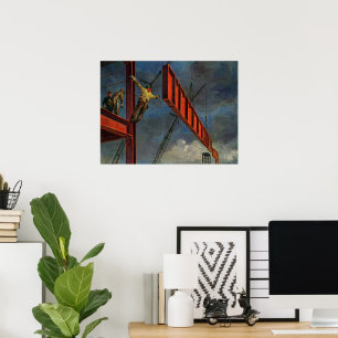 Poster Commerce vintage, travailleurs de la construction 