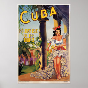 Poster Commission Touristique Vintage Cuba Tropiques Voya