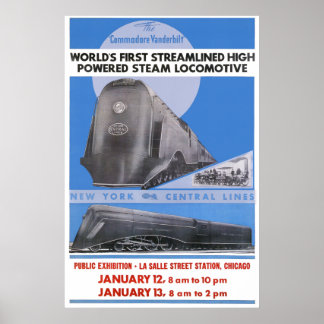 Poster Commodore NYC Vanderbilt Locomotive