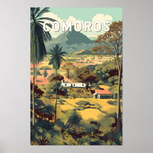 Poster Comores Illustration Voyage Art Rétro