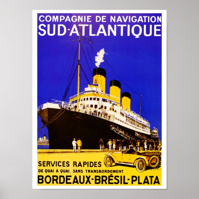 Poster Compagnie De Navigation Sud Atlantique (Devant)