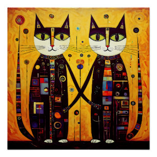 Poster Compagnons Abstraits : Un conte de deux chats