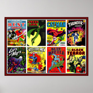 Poster Compilation de bandes dessinées vintage Superheroe