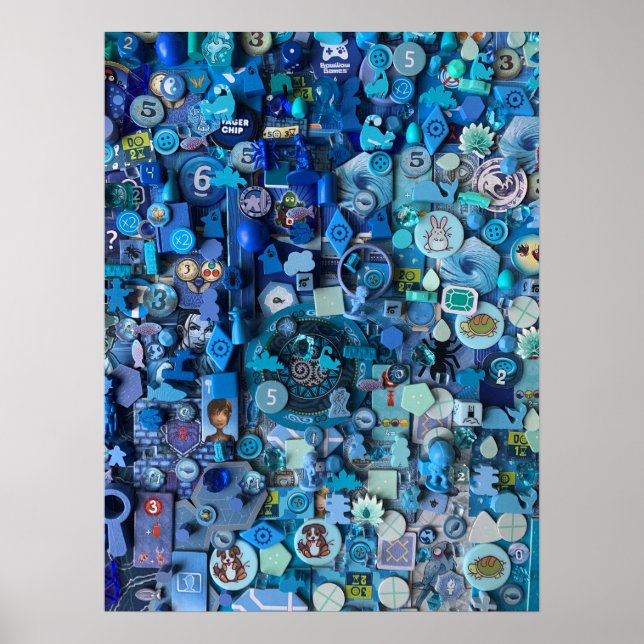 Poster : Composants de jeux de la carte bleue (Devant)