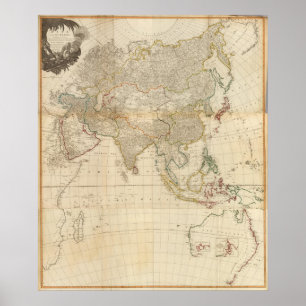 Poster Composite Asia hand colored map