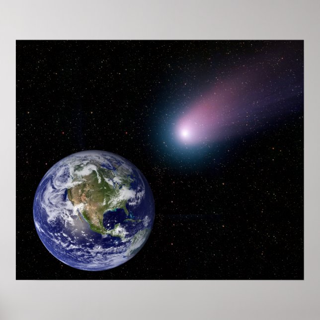 Poster Composite numérique d'une comète se dirigeant vers (Devant)