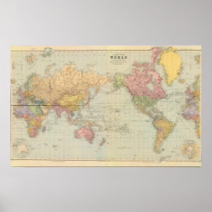 Poster Composite World on Mercator's projection