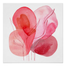 Composition Abstraite en aquarelle rose