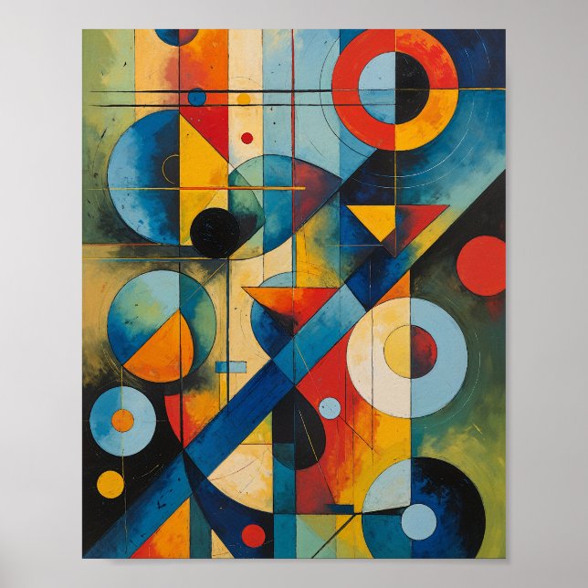 Poster Composition Abstraite Géométrique Dynamique (Devant)