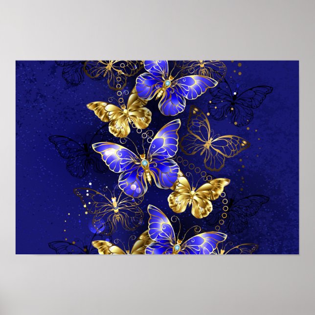 Poster Composition avec papillons Sapphire (Devant)