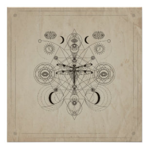 Poster Composition de la géométrie sacrée des libellules