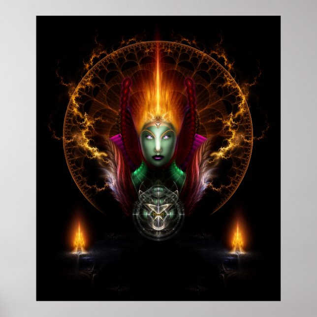 Poster Composition De L'Art Fractal Riddian Queen Of Fire (Devant)